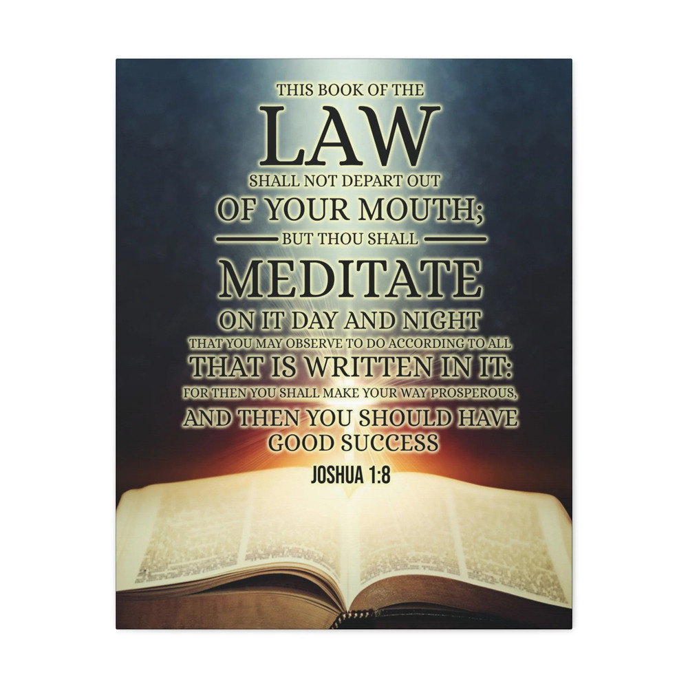 Scripture Canvas Book of the Law Joshua 1:8 Christian Wall Art Ready to Hang